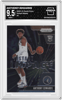 Anthony Edwards from the 2020-21 Panini Prizm set graded by Arena Club and given an overall grade of 9.5.