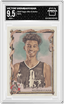 Victor Wembanyama from the 2023 Topps Allen & Ginter set graded by Arena Club and given an overall grade of 9.5.
