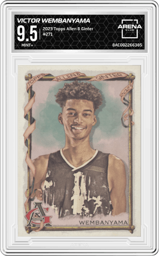 Victor Wembanyama from the 2023 Topps Allen & Ginter set graded by Arena Club and given an overall grade of 9.5.