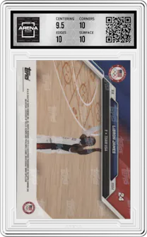 LeBron James from the 2024 Topps Now Olympics set graded by Arena Club and given an overall grade of 10.