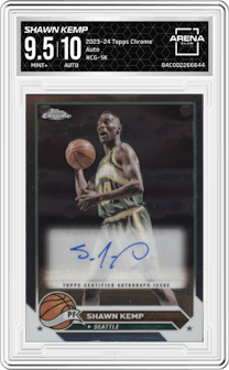 Shawn Kemp from the 2023-24 Topps Chrome set graded by Arena Club and given an overall grade of 9.5.