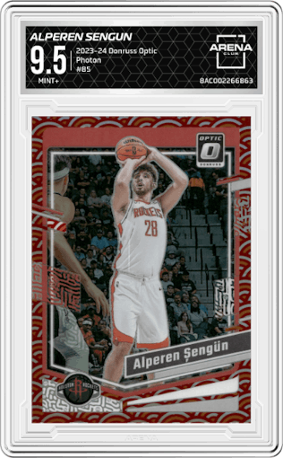 Alperen Sengun from the 2023-24 Donruss Optic set featuring a Photon  parallel graded by Arena Club and given an overall grade of 9.5.