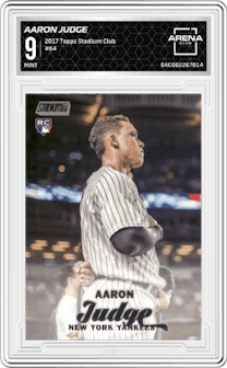 Aaron Judge from the 2017 Topps Stadium Club set graded by Arena Club and given an overall grade of 9.