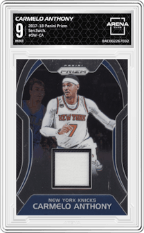 Carmelo Anthony from the 2017-18 Panini Prizm  set graded by Arena Club and given an overall grade of 9.