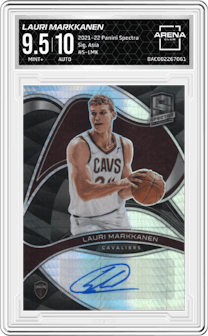 Lauri Markkanen from the 2021-22 Panini Spectra set featuring a Asia parallel graded by Arena Club and given an overall grade of 9.5.