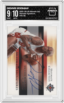 Dennis Rodman from the 2005-06 Upper Deck Ultimate Collection set graded by Arena Club and given an overall grade of 9.