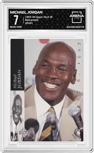 Michael Jordan from the 1993-94 Upper Deck Special Edition set graded by Arena Club and given an overall grade of 7.
