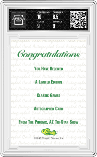 Garrison Hearst from the 1993 Classic Four Sport set graded by Arena Club and given an overall grade of 9.
