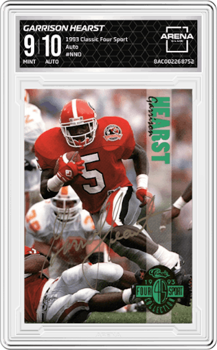 Garrison Hearst from the 1993 Classic Four Sport set graded by Arena Club and given an overall grade of 9.