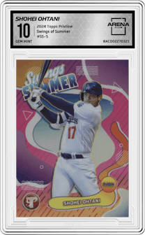 Shohei Ohtani from the 2024 Topps Pristine set graded by Arena Club and given an overall grade of 10.
