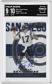 Philip Rivers from the 2004 Topps Finest set graded by Arena Club and given an overall grade of 9.