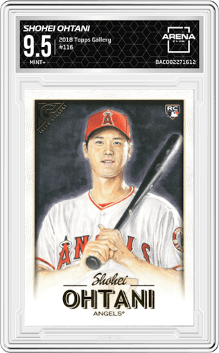 Shohei Ohtani from the 2018 Topps Gallery set graded by Arena Club and given an overall grade of 9.5.