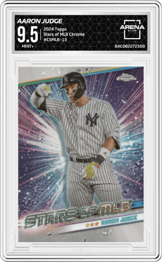 Aaron Judge from the 2024 Topps  set graded by Arena Club and given an overall grade of 9.5.