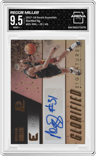 Reggie Miller from the 2017-18 Panini Essentials set graded by Arena Club and given an overall grade of 9.5.