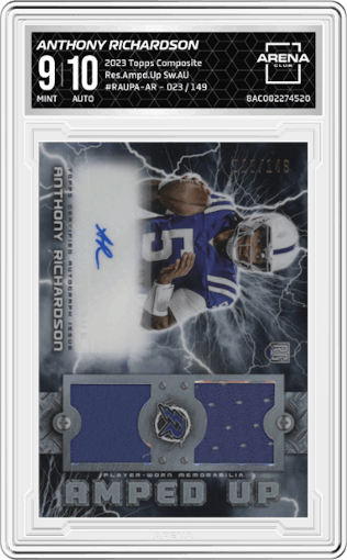 Anthony Richardson from the 2023 Topps Composite set graded by Arena Club and given an overall grade of 9.