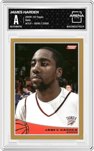 James Harden  from the 2009-10 Topps set featuring a Gold parallel graded by Arena Club.