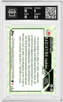 Matt McLain from the 2023 Topps Chrome Update set graded by Arena Club and given an overall grade of 9.5.