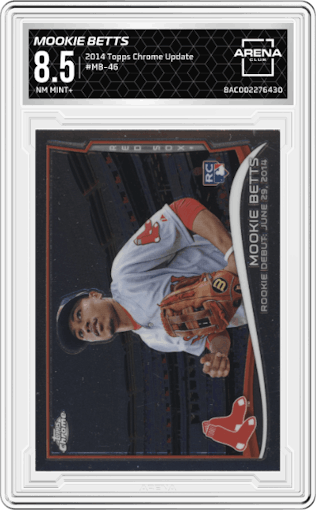 Mookie Betts from the 2014 Topps Chrome Update   set graded by Arena Club and given an overall grade of 8.5.