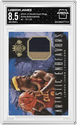 LeBron James from the 2014-15 Panini Court Kings set graded by Arena Club and given an overall grade of 8.5.