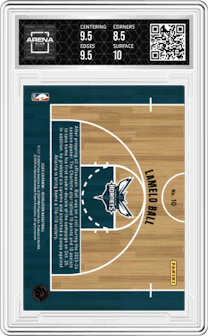 LaMelo Ball from the 2023-24 Panini Revolution set graded by Arena Club and given an overall grade of 9.