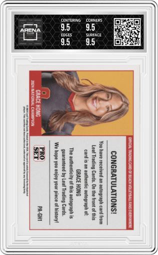 Grace Hong from the 2024 Pro Set Southern California Beach set graded by Arena Club and given an overall grade of 9.5.