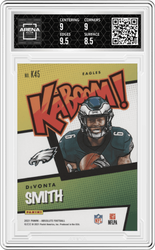 DeVonta Smith from the 2021 Panini Absolute set graded by Arena Club and given an overall grade of 9.