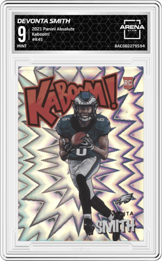 DeVonta Smith from the 2021 Panini Absolute set graded by Arena Club and given an overall grade of 9.