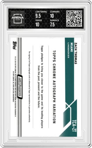 Zach Thomas from the 2023 Topps Composite set featuring a Red Wave Refractors parallel graded by Arena Club and given an overall grade of 8.