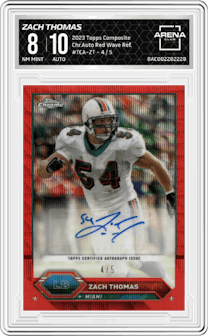 Zach Thomas from the 2023 Topps Composite set featuring a Red Wave Refractors parallel graded by Arena Club and given an overall grade of 8.