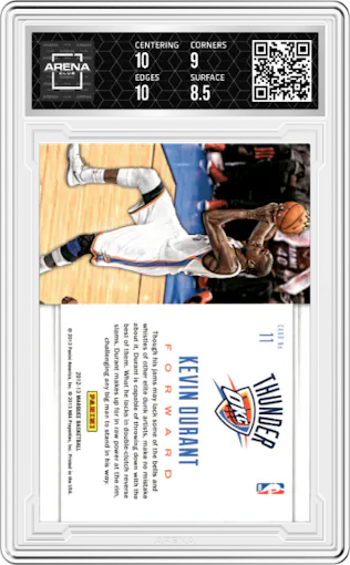 Kevin Durant from the 2012-13 Panini Marquee  set graded by Arena Club and given an overall grade of 9.