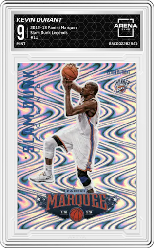 Kevin Durant from the 2012-13 Panini Marquee  set graded by Arena Club and given an overall grade of 9.