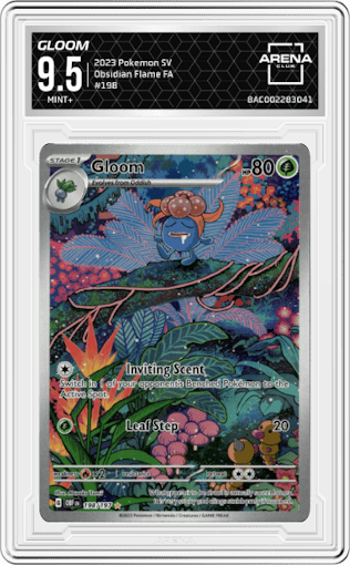 Gloom from the 2023 Pokemon SV set graded by Arena Club and given an overall grade of 9.5.