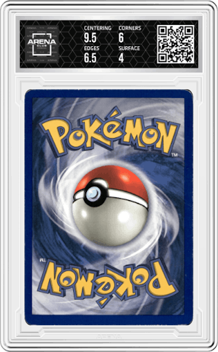 Hitmonlee from the 1999 Pokemon set graded by Arena Club and given an overall grade of 4.5.