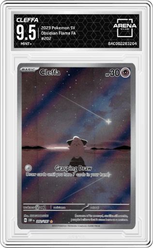 Cleffa from the 2023 Pokemon SV set graded by Arena Club and given an overall grade of 9.5.