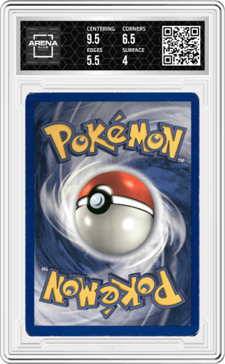 Gyarados from the 1999 Pokemon set graded by Arena Club and given an overall grade of 4.5.