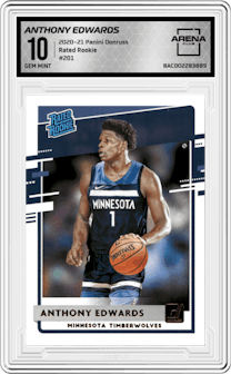 Anthony Edwards from the 2020-21 Panini Donruss set graded by Arena Club and given an overall grade of 10.