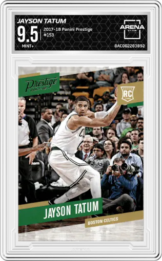 Jayson Tatum from the 2017-18 Panini Prestige set graded by Arena Club and given an overall grade of 9.5.
