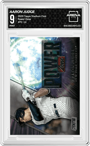 Aaron Judge from the 2020 Topps Stadium Club set graded by Arena Club and given an overall grade of 9.