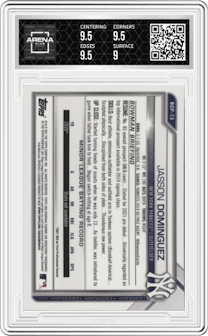 Jasson Dominguez from the 2021 Bowman set graded by Arena Club and given an overall grade of 9.5.