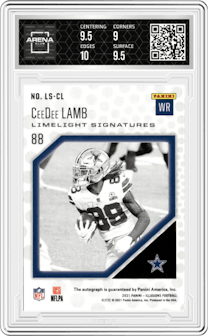 CeeDee Lamb from the 2021 Panini Illusions set graded by Arena Club and given an overall grade of 9.5.