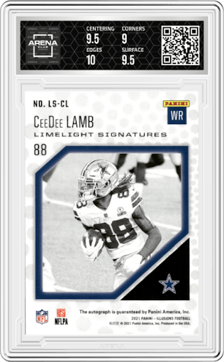 CeeDee Lamb from the 2021 Panini Illusions set graded by Arena Club and given an overall grade of 9.5.