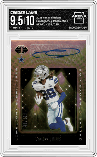 CeeDee Lamb from the 2021 Panini Illusions set graded by Arena Club and given an overall grade of 9.5.