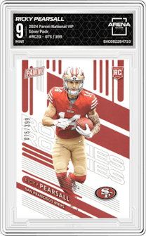 Ricky Pearsall from the 2024 Panini The National VIP set graded by Arena Club and given an overall grade of 9.