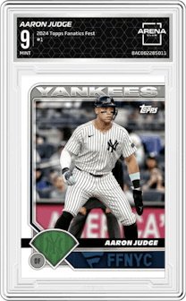 Aaron Judge from the 2024 Topps Fanatics Fest set graded by Arena Club and given an overall grade of 9.