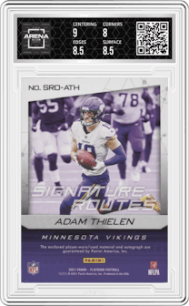 Adam Thielen  from the 2021 Panini Playbook set graded by Arena Club and given an overall grade of 8.5.