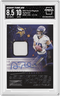 Adam Thielen  from the 2021 Panini Playbook set graded by Arena Club and given an overall grade of 8.5.