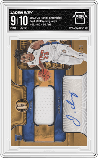 Jaden Ivey from the 2022-23 Panini Chronicles  set graded by Arena Club and given an overall grade of 9.