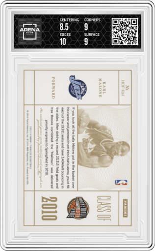 Karl Malone  from the 2013-14 Panini Flawless set graded by Arena Club and given an overall grade of 9.