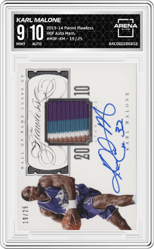 Karl Malone  from the 2013-14 Panini Flawless set graded by Arena Club and given an overall grade of 9.