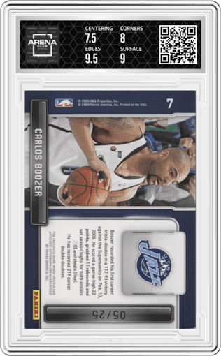Carlos Boozer  from the 2009-10 Panini Limited  set graded by Arena Club and given an overall grade of 8.